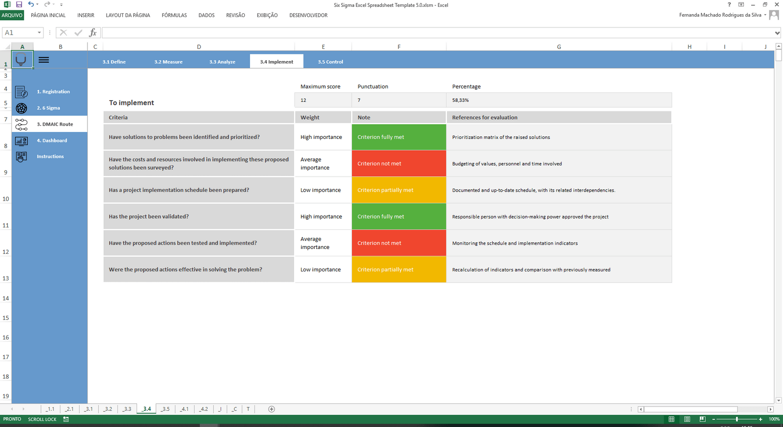 Six Sigma Excel Spreadsheet Template 5.0 - LUZ Templates